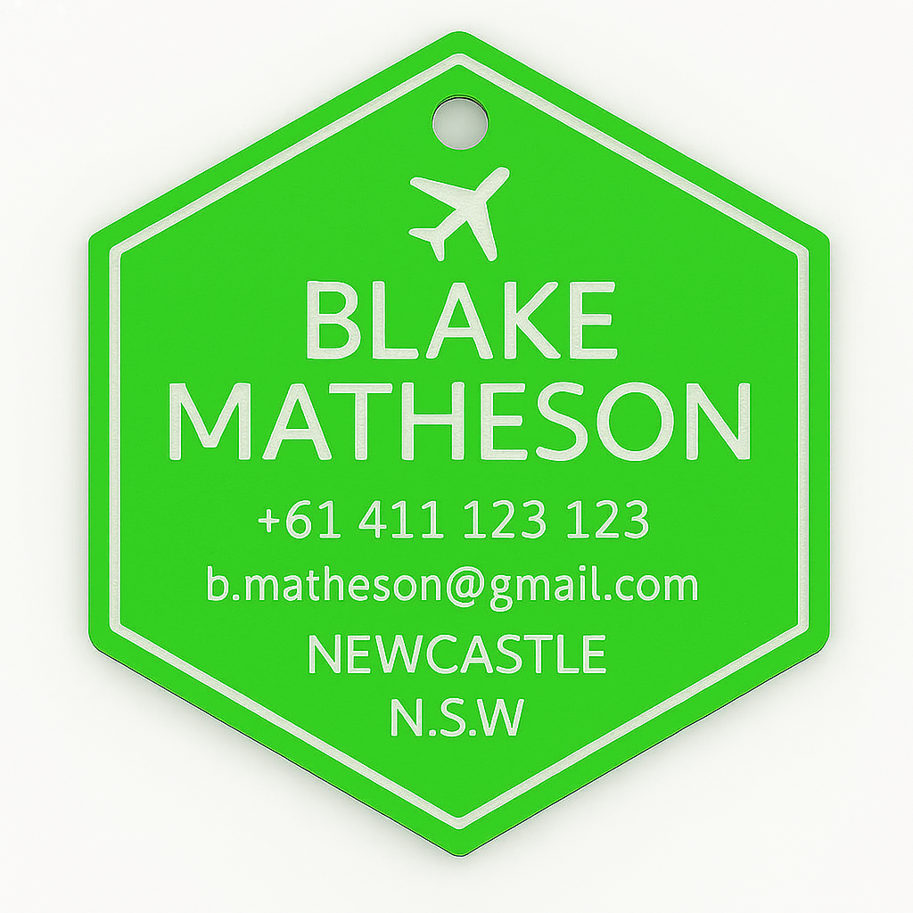 Hexagon Bag Tag (Fluro)