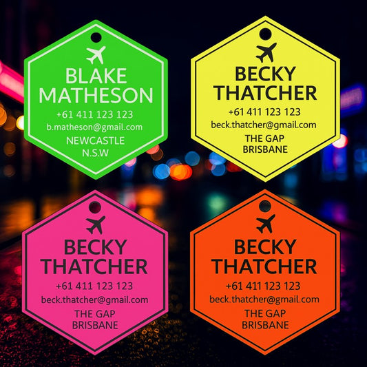 Hexagon Bag Tag (Fluro)