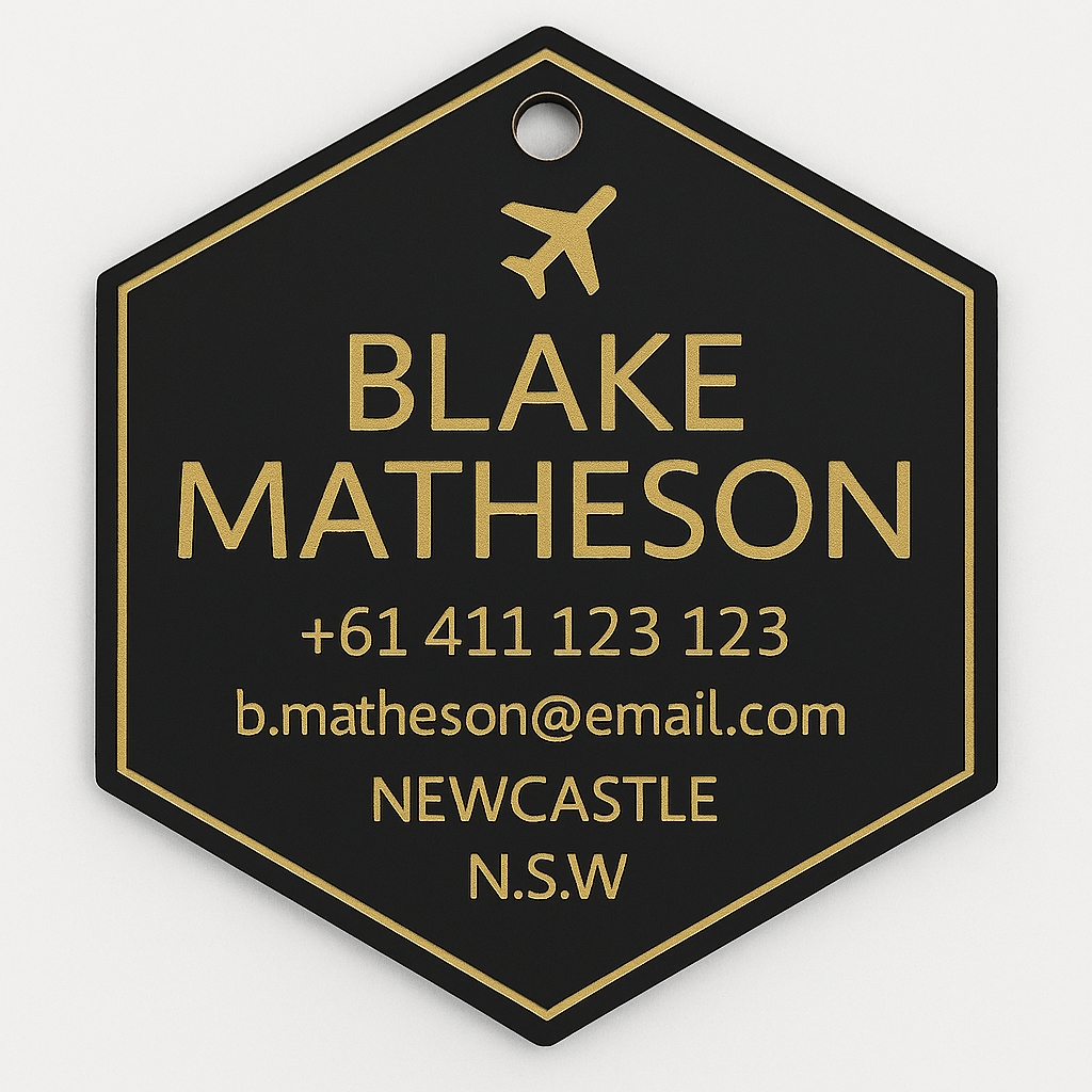 Hexagon Bag Tag (Matte Black)
