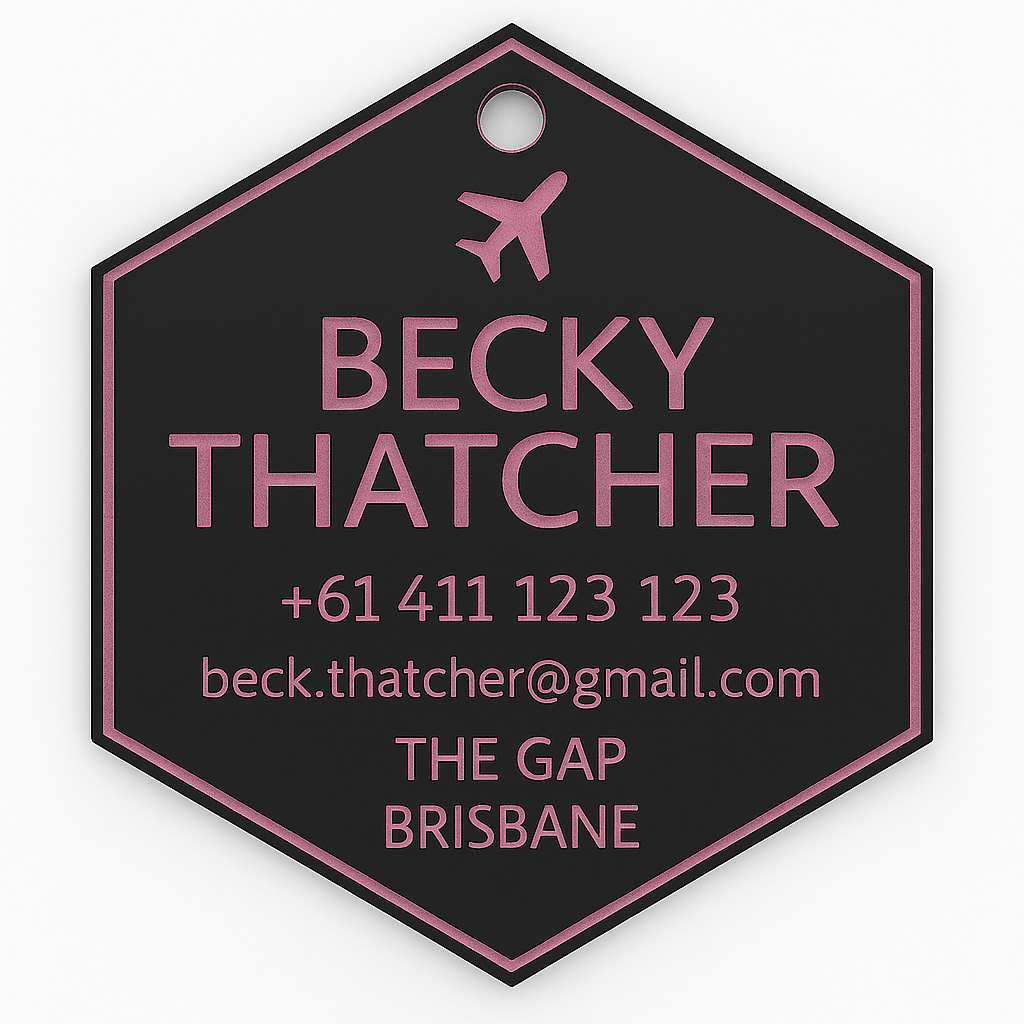 Hexagon Bag Tag (Matte Black)