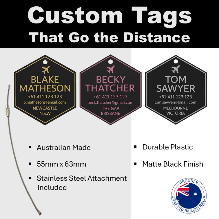 Hexagon Bag Tag (Matte Black)