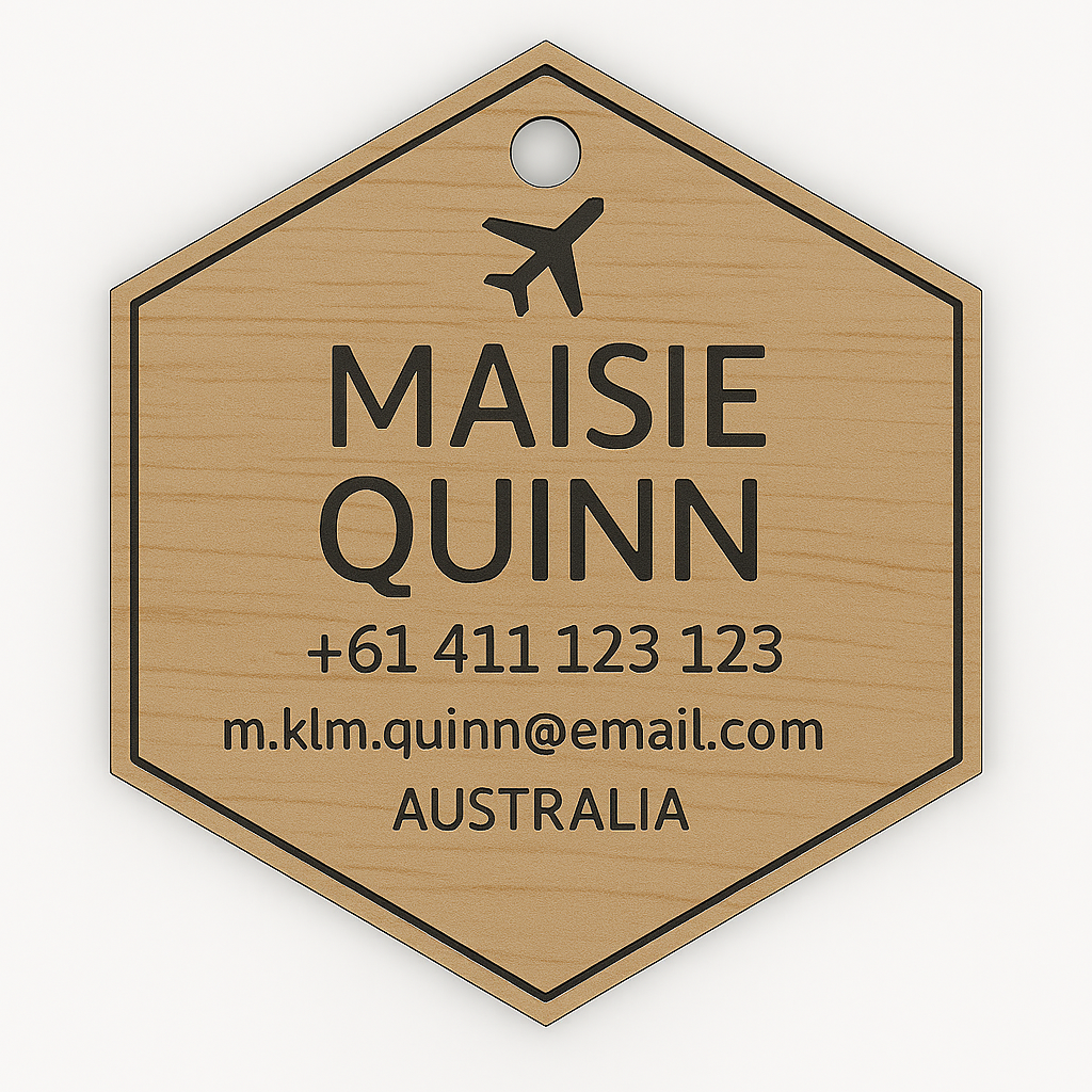 Hexagon Bag Tag (Timber-look)