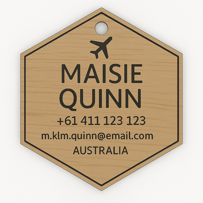 Hexagon Bag Tag (Timber-look)