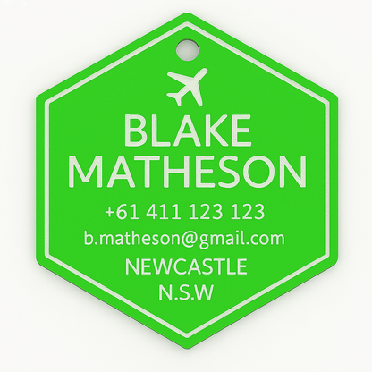Hexagon Bag Tag (Fluro)