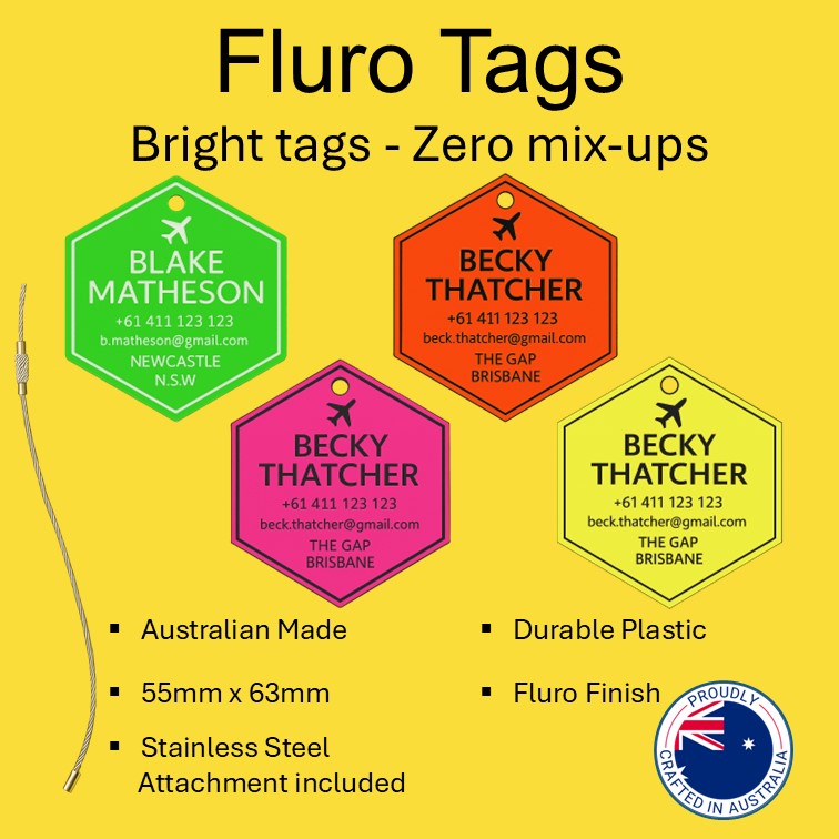 Hexagon Bag Tag (Fluro)