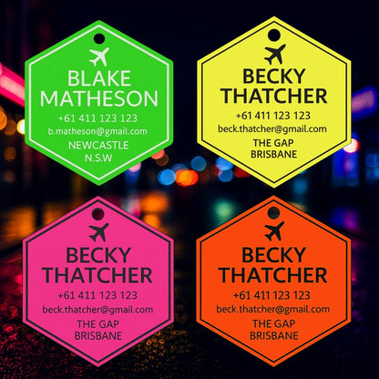 Hexagon Bag Tag (Fluro)