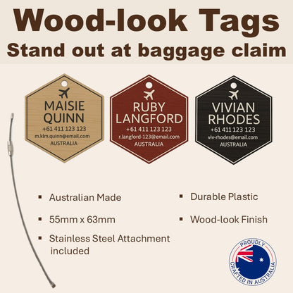 Hexagon Bag Tag (Timber-look)