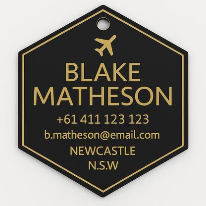 Hexagon Bag Tag (Matte Black)