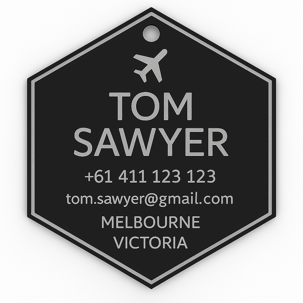 Hexagon Bag Tag (Matte Black)
