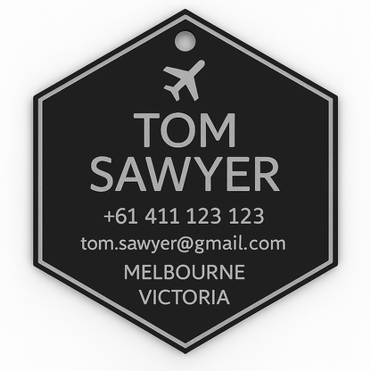 Hexagon Bag Tag (Matte Black)