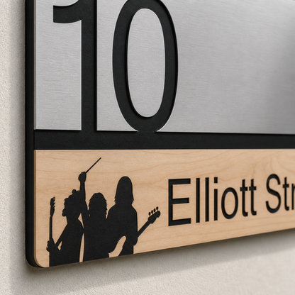 The Borough – Brushed Metal & Timber Address Sign