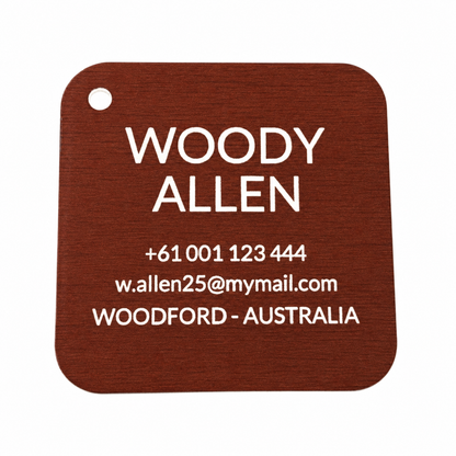 Cinnamon timber-look personalised luggage tag